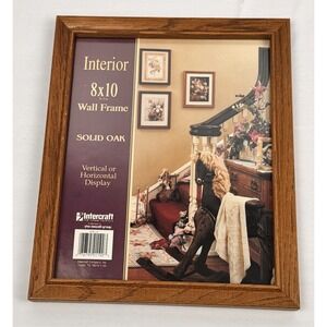 VTG Intercraft Solid Oak Wood Wall Hanging Picture Frame Brown 8x10
